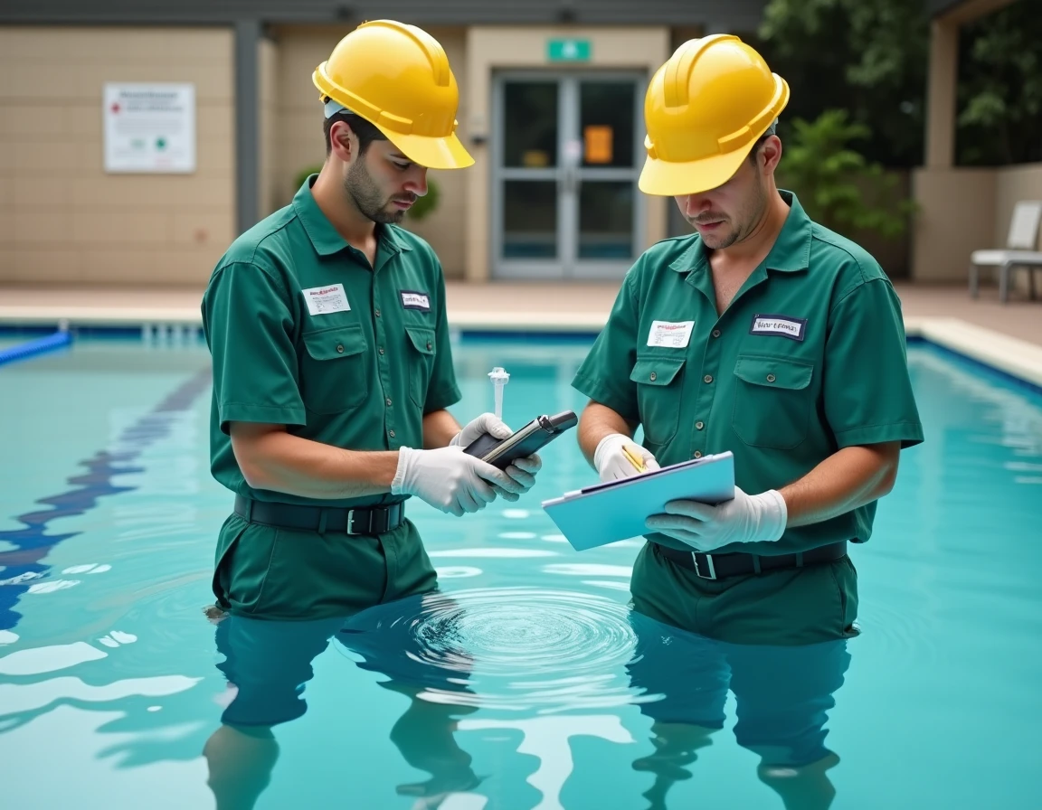 Agents entretien piscine collective contrôle qualité eau tests professionnels
