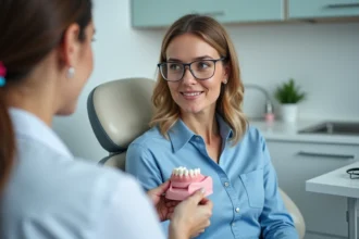 Femme d'âge moyen en consultation dentaire moderne