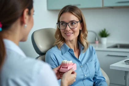 Femme d'âge moyen en consultation dentaire moderne