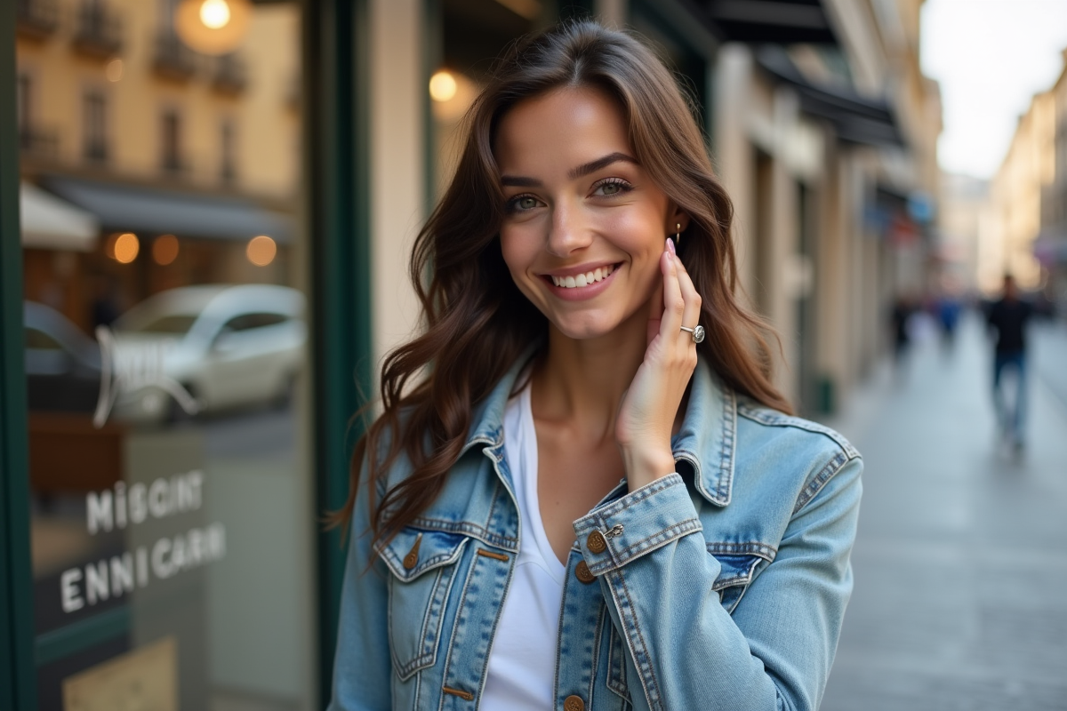 Jeune femme sortant d