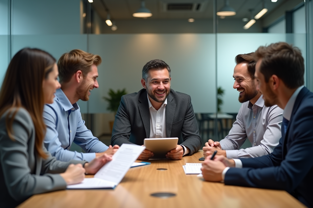 Groupe de professionnels en réunion de travail
