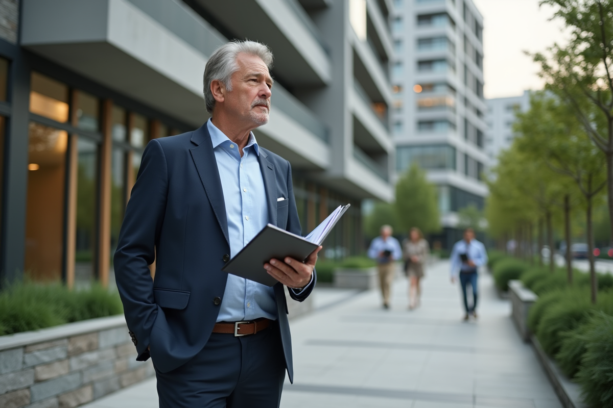 Homme d affaires dans une cour urbaine moderne