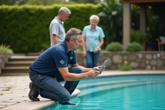 Technicien piscine conseil client bord de piscine collective résidentielle